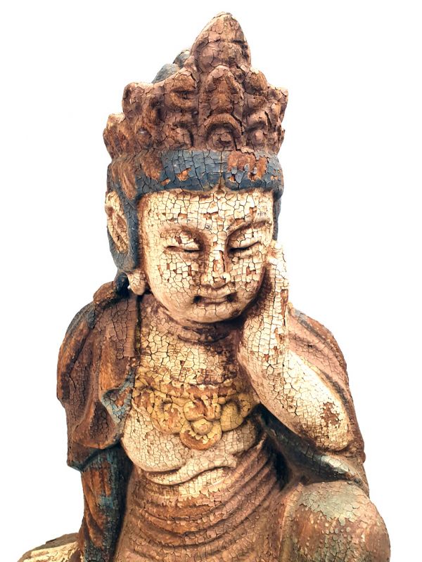 Chinesische Holz Statue Göttin Guan Yin Sarvanivarana 2