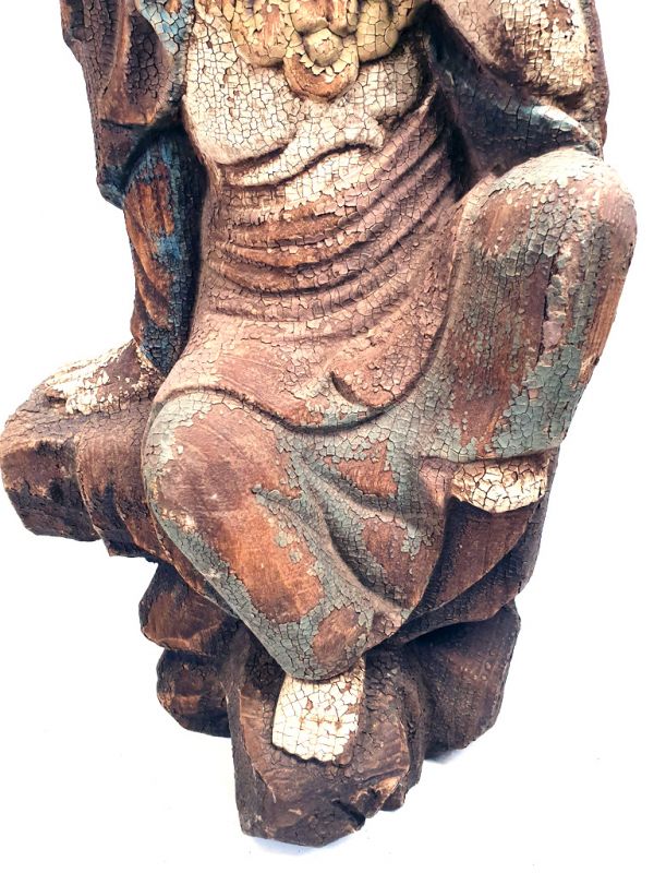 Chinesische Holz Statue Göttin Guan Yin Sarvanivarana 3