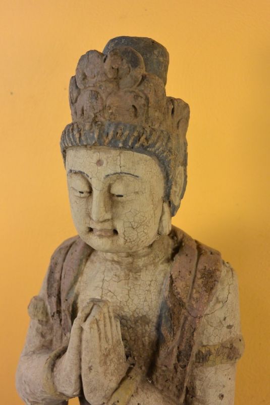 Chinesische Holz Statue Göttin Guanyin Gebet 4