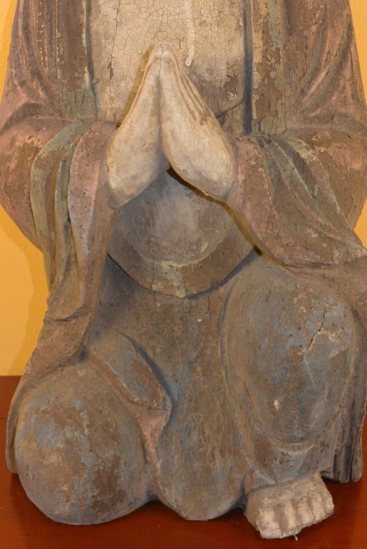 Chinesische Holz Statue Mönch 3