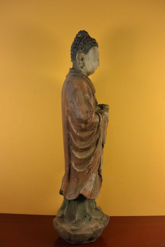 Chinesische Holz Statue Stehender Buddha 4