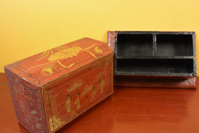 Chinesische Lackkunst Rote Box 4