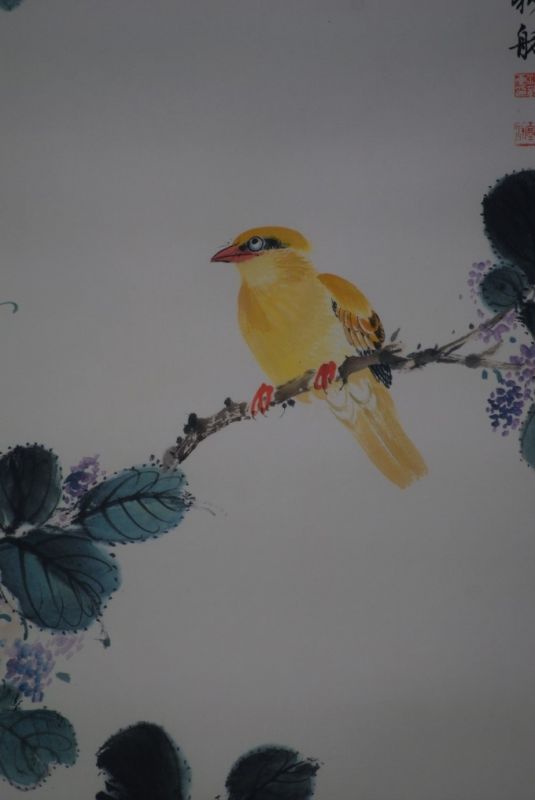 Chinesische Malerei Aquarell auf Seide Kleine gelbe Vögel 4