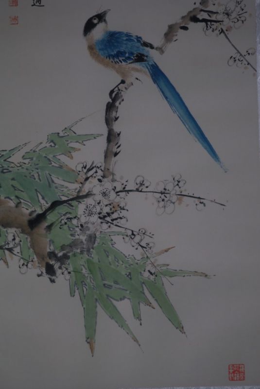 Chinesische Malerei Aquarell auf Seide Papagei 2