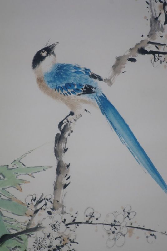 Chinesische Malerei Aquarell auf Seide Papagei 3