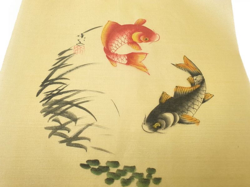 Chinesische Malerei auf Seide zum Rahmen - Der rote Fisch und der Fisch 2