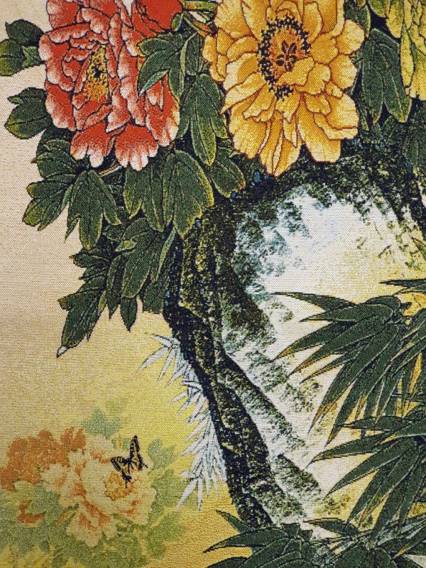 Chinesische Malerei - Stickerei auf Seide - Landschaft - Schmetterlinge und Blumen 2