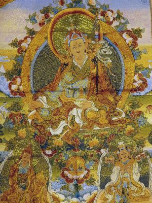 Chinesische Malerei - Stickerei auf Seide - Thangka - Nepalesischer Meister auf der Lotusblume