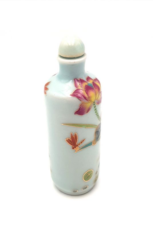 Chinesische Porzellan Schnupftabakflasche - Lotus 2