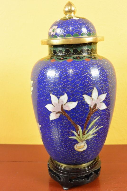 Chinesische Vase in Cloisonné Blau 2