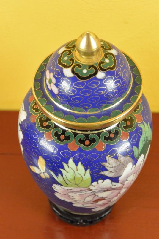 Chinesische Vase in Cloisonné Blau 3