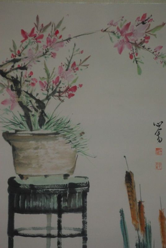 Chinesisches Aquarelle auf Seide Der Garten 3