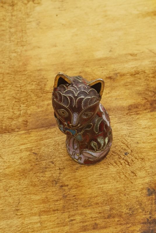 Chinesisches Cloisonné-Tiere - Rote Katze 2