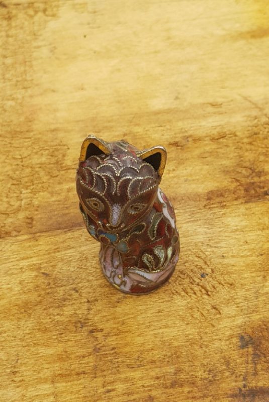 Chinesisches Cloisonné-Tiere - Rote Katze 3