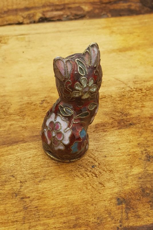 Chinesisches Cloisonné-Tiere - Rote Katze 4