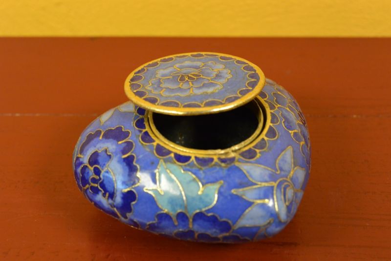 Cloisonne-Dose Blau Herz 5