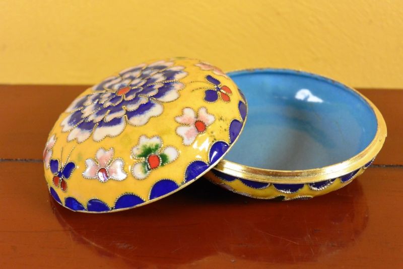 Cloisonne-Dose Gelb 2