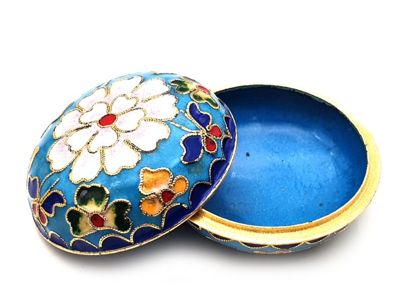 Cloisonne-Dose - Mittelgroß - Blau 2