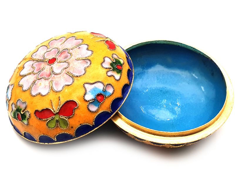 Cloisonne-Dose - Mittelgroß - Gelb 2