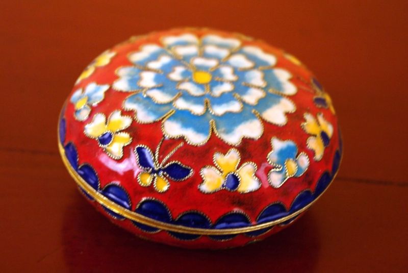 Cloisonne-Dose Rot 2 2