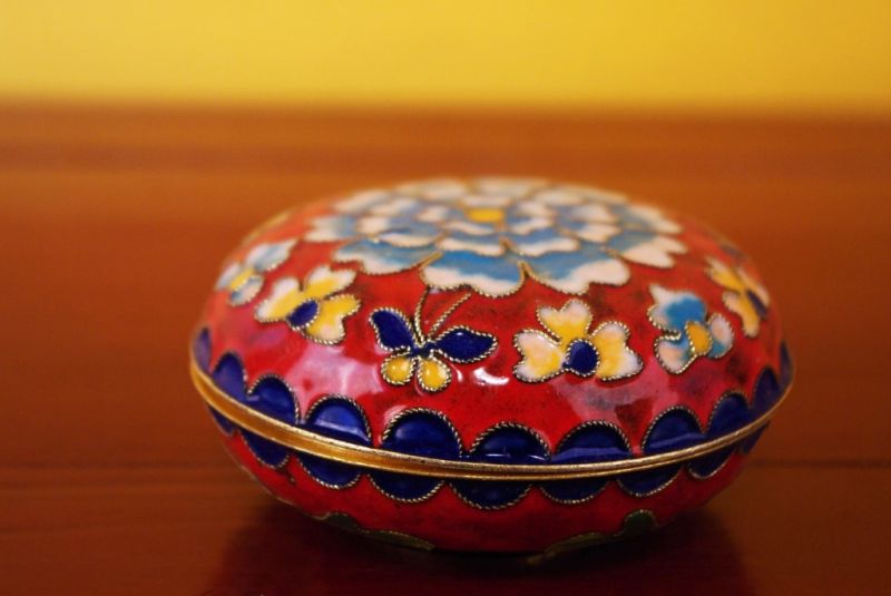 Cloisonne-Dose Rot 2 4