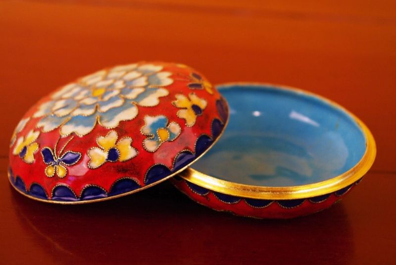 Cloisonne-Dose Rot 2 5