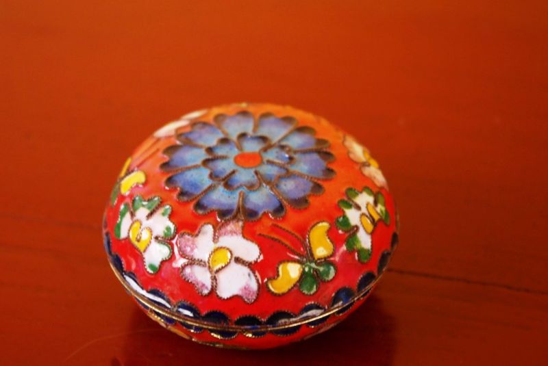 Cloisonne-Dose Rot 3 2