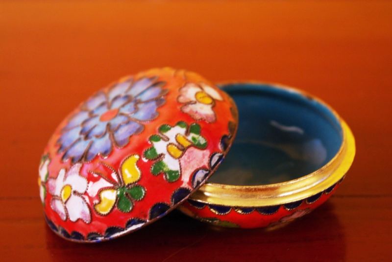 Cloisonne-Dose Rot 3 4