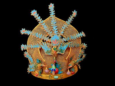 Coiffe Théâtrale de l’Impératrice Qing aux Plumes de Phénix et Émaux Turquoises Coiffe Théâtrale de l’Impératrice Qing aux Plumes de Phénix et Émaux Turquoises