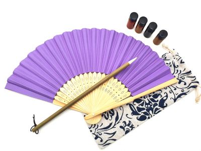 Fächer zum Malen - Erwachsene - Chinesische Kalligrafie - DIY - Violett