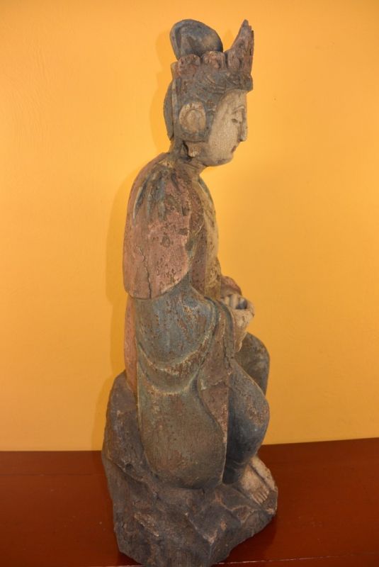 Göttin Guanyin-Statue aus Holz 4