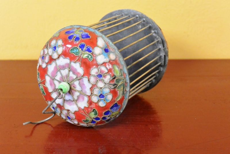 Grillenkäfige Metall Cloisonné Blumen Rot 3