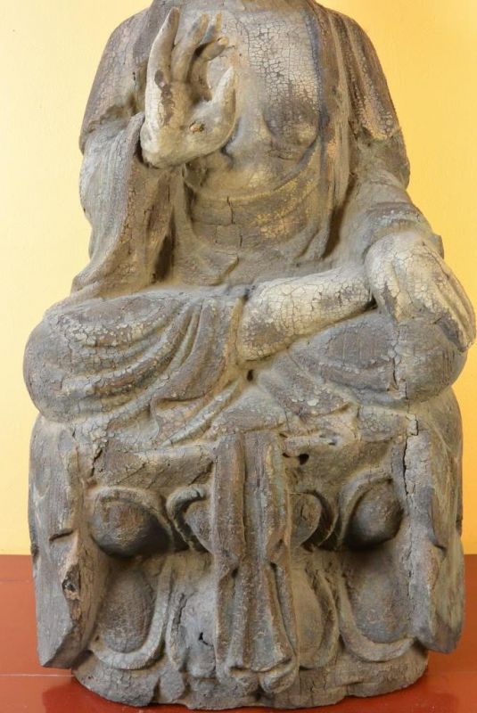 Große chinesische Holzstatue - Buddha Lotussitz 3