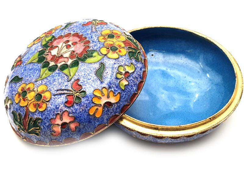 Grosse Cloisonne-Dose Blau 3