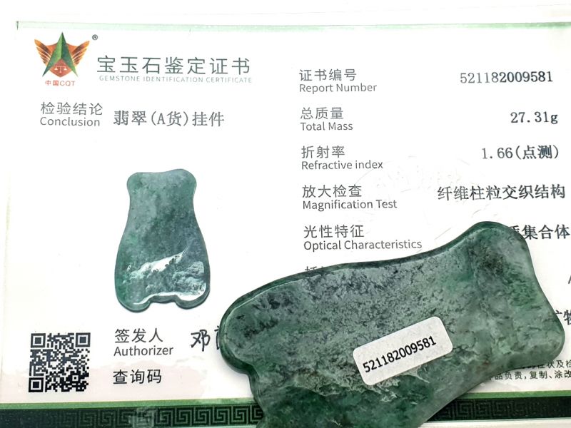 Gua Sha Fish - Real Jade - Body and face - Dark Green / Transparent 2