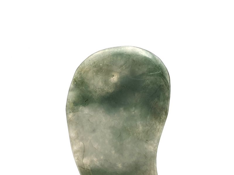 Gua Sha in echter Jade - Dunkelgrün / Durchscheinend 3