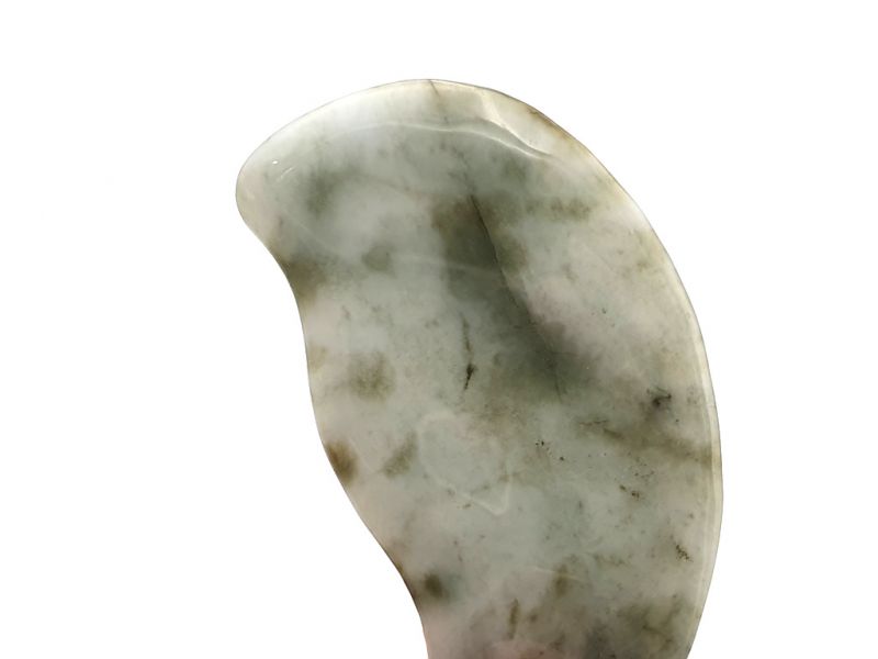 Gua Sha in echter Jade - Grün und Weiß / Durchscheinend 3