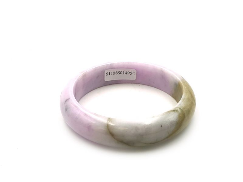 Jade-Armband Klasse A Weiß und Grün mit rosa Reflexen 3