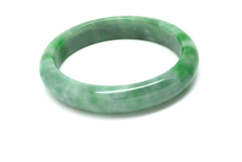 Jade-Armband Klasse A Apfelgrün und Weiß 4