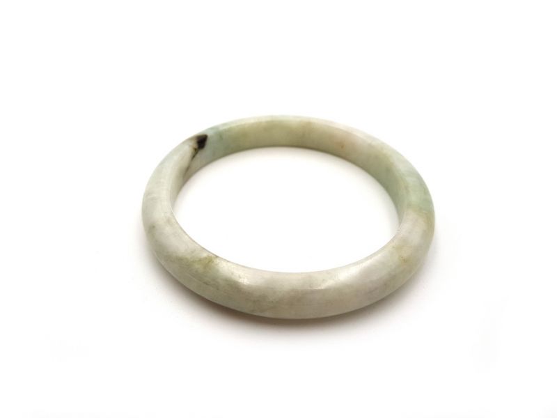 Jade Bracelet Bangle Class A Light green - spotted 3