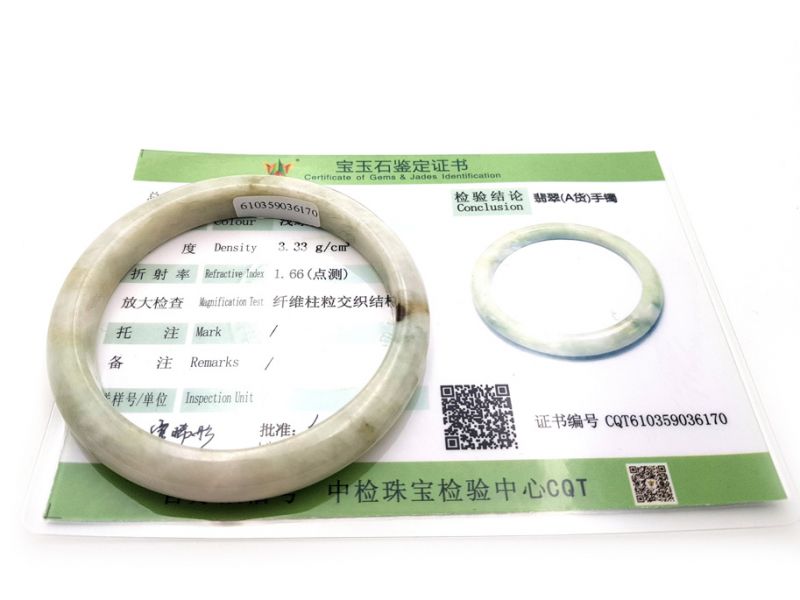 Jade Bracelet Bangle Class A Light green - spotted 4