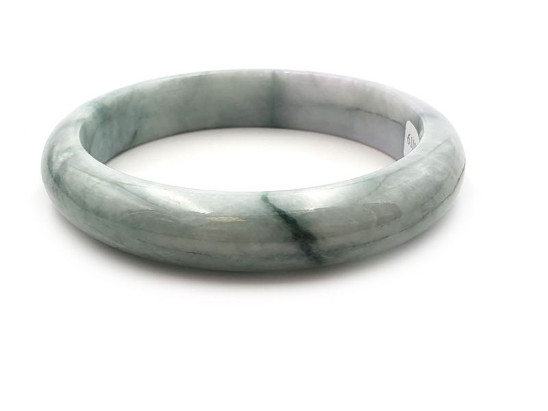 Jade Bracelet Bangle Class A White and spotted green 3