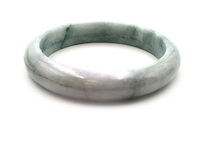 Jade Bracelet Bangle Class A White and spotted green 4