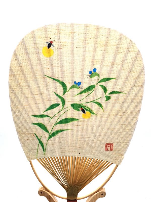 Japanischer Fan - Uchiwa - Holz und Papier - Insekten und Bambus 2