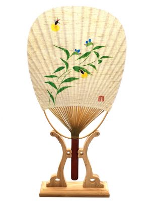 Japanischer Fan - Uchiwa - Holz und Papier - Insekten und Bambus