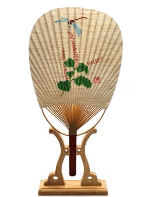 Japanischer Fan - Uchiwa - Holz und Papier - Libelle