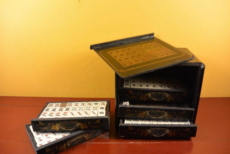 Jeu de Mahjong Chinois Noir