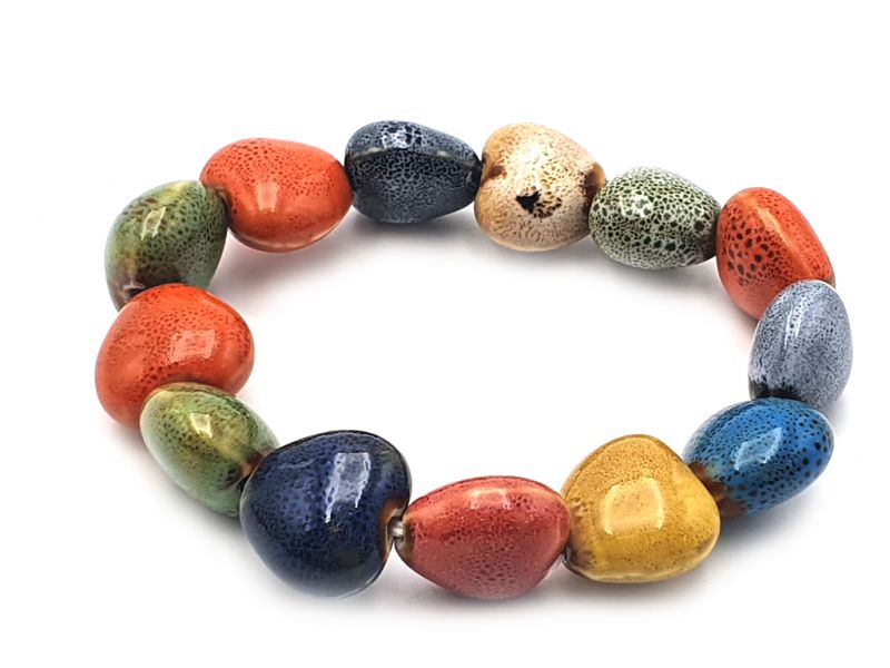 Joyas de cerámica / porcelana - Pulsera pequeña - Corazones multicolores 2 2