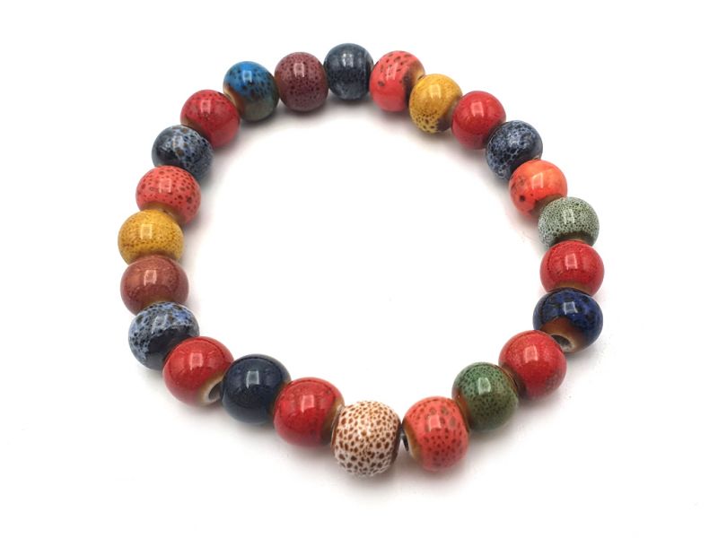 Joyas de cerámica / porcelana - Pulsera pequeña - Cuentas multicolores 1