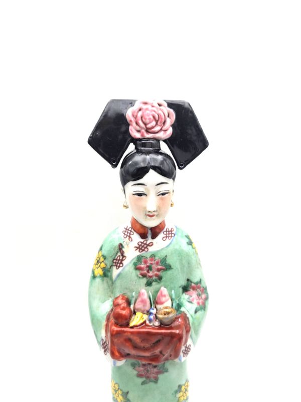 Kaiserin chinesischen polychrome Statue - Grün - Obstkorb 2